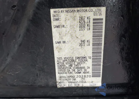 2016 Nissan Altima 2.5 S из США, поврежденный, VIN 1N4AL3AP6GC202820